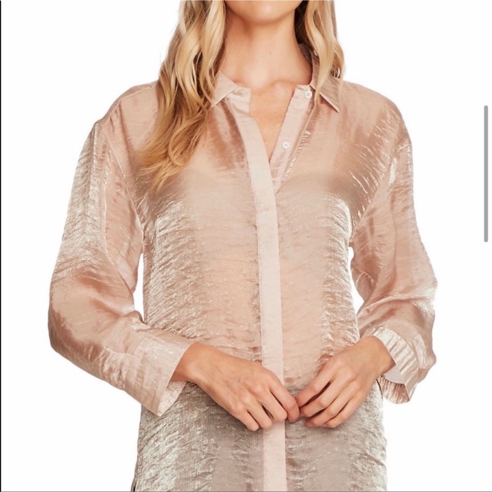 Vince Camuto Sparkle Organza Top - Blush Pink